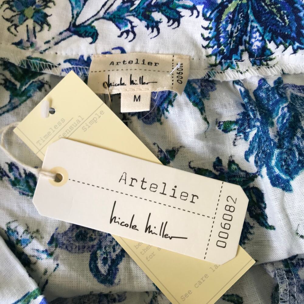 Nicole Miller Artelier Skirt Womens Medium Blue Floral Tiered Peasant Cottage - Picture 8 of 8